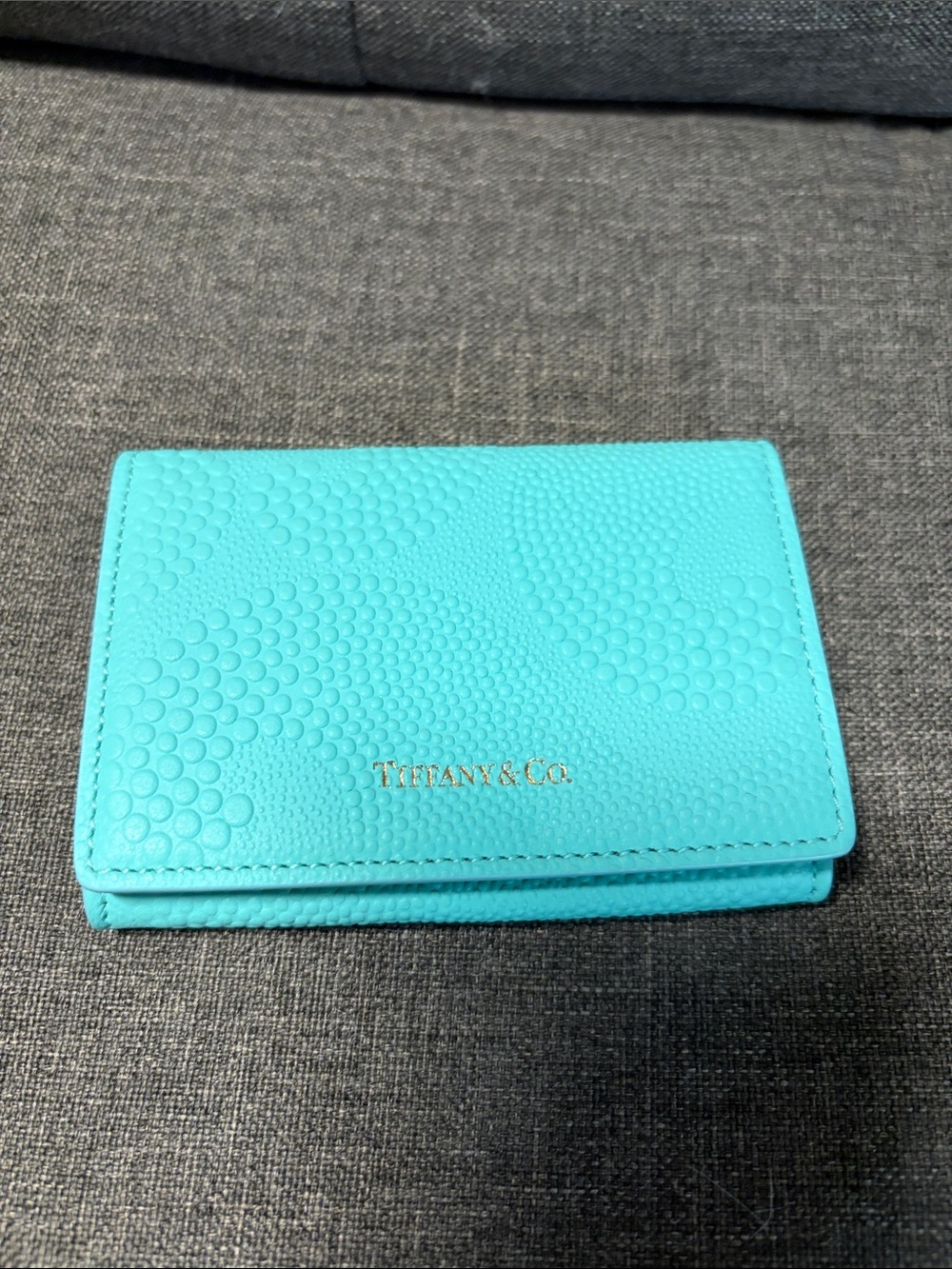 Tiffany & Co. Tiffany Blue Leather Folding Card Case in Original Box w/ Dust Bag